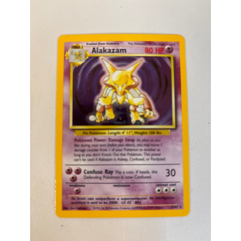 Pokemon Base Set Alakazam 1/102 Holo Rare 1999 Vintage TCG Card